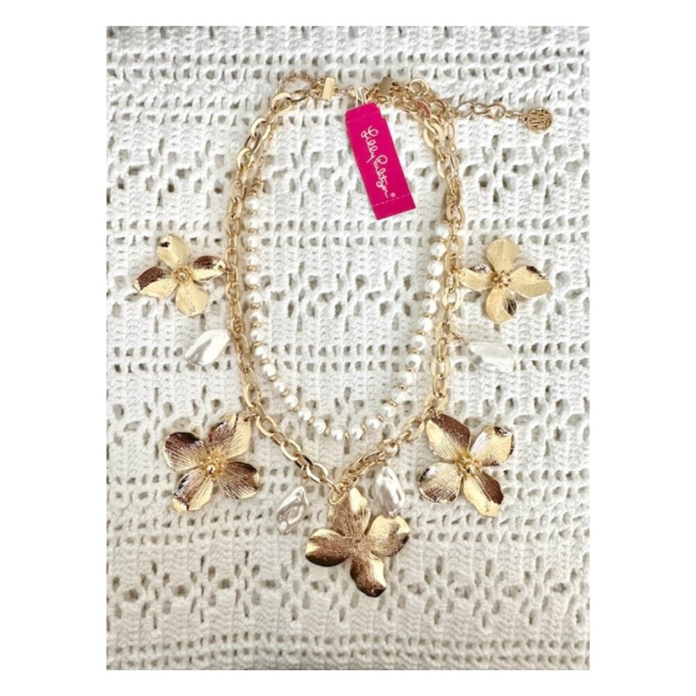 NWT Lilly Pulitzer Via Flora Necklace Gold - Picture 2 of 4